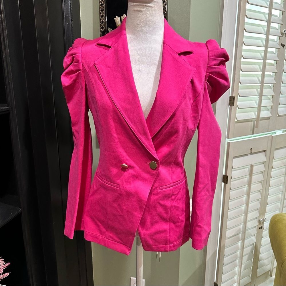 Emily McCarthy XS Hot Pink Puff Sleeve Blazer